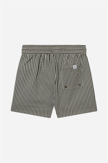 Les Deux Stan Stripe Seersucker Swim Shorts - Olive / Ivory